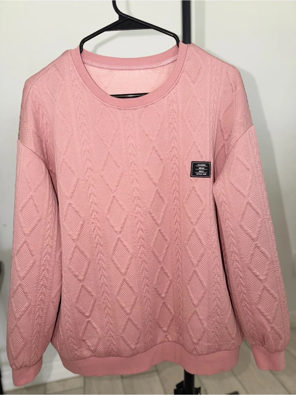 Cozy Pink Cable-Knit Crewneck Sweater Set